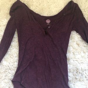 Fitted Maroon Henley Shirt